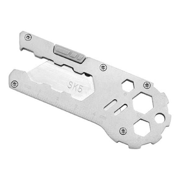 Ruiboury Camping Multitool Mini Pocket Bottle Opener Safety 5-in-1 Multipurpose Outdoor Stationery Keychain DIY for Gadgets Silver