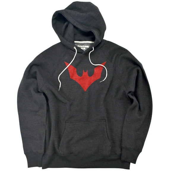 Batman Beyond Beyond Bat Logo Unisex Adult Slim Fit Pull-Over Heather Hoodie, Charcoal, Small