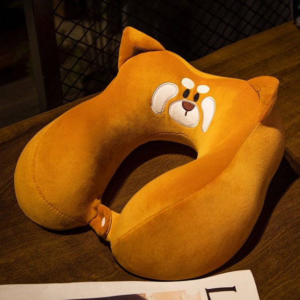 Almohada de espuma viscoelástica con forma de U de dibujos animados, almohada para el cuello voladora, almohada de viaje de rebote lento con forma de U para el cuello, almohada para la oficina