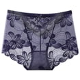 thumbnail image 3 of Bragas de encaje Mujeres Sexy Calzoncillos sin costuras huecos Cintura media Levantamiento de cadera Ropa interior transpirable, Azul, L Yuarrent AP001201-16B, 3 of 7