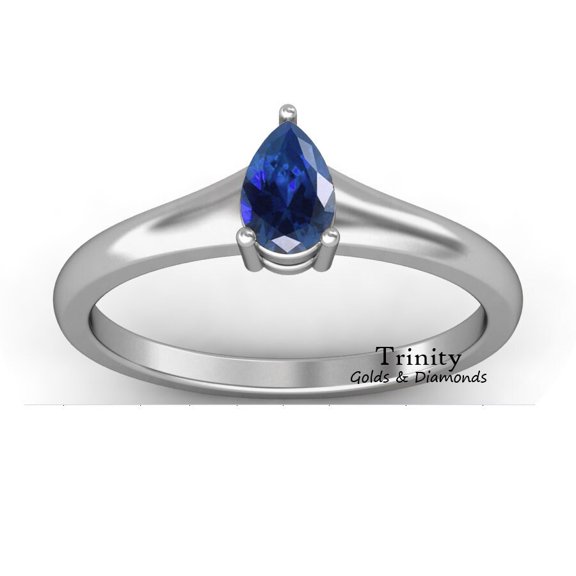 1.0Ct Pear Shape Blue Sapphire Engagement Ring, Pear Solitaire Ring, Single Stone ring, September Birthstone Ring, Perfect Gift for women
