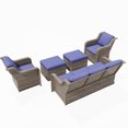 thumbnail image 2 of Ainfox 7 Pieces Patio Furniture Sofa Set on Sale, Outdoor Sectional Set with 3 Seater Sofa, Single Chair and Ottoman, Blue, 2 of 6