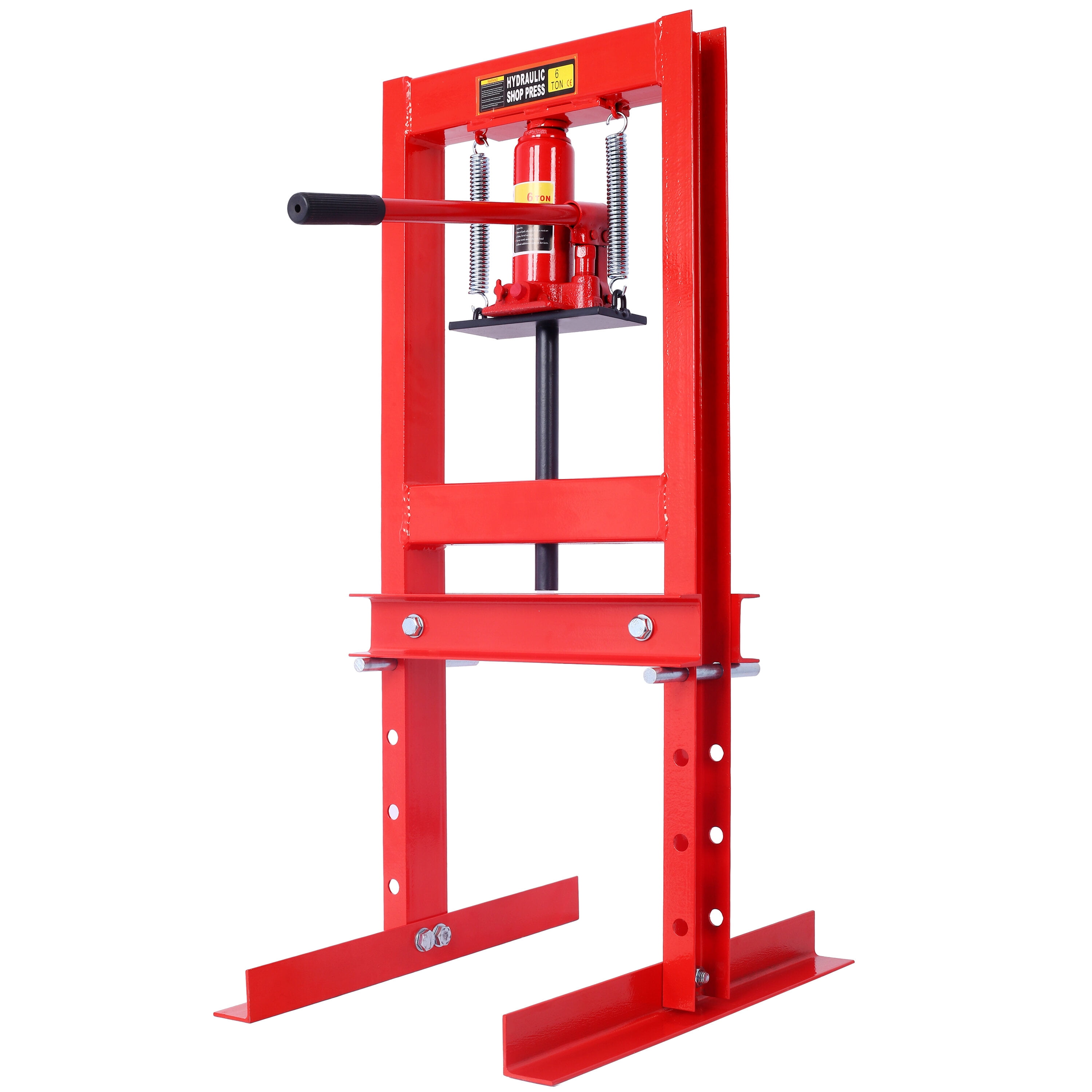 , Hydraulic 6 Ton H-Frame Garage Floor Adjustable Shop Press with Plates, 6T,red, Red ,Steel ,
