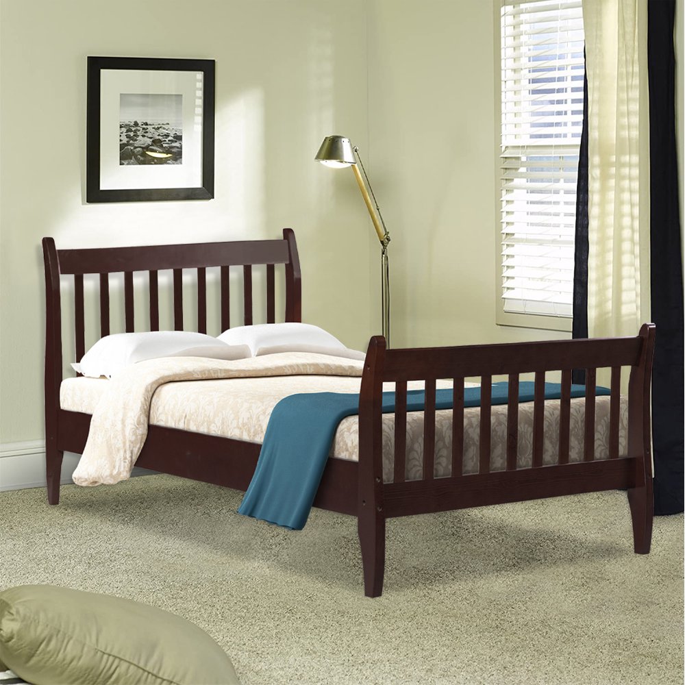 SEVENTH Wood Bed Frame, Twin Size Platform Bed with Headboard and
