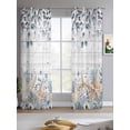 thumbnail image 2 of Blue Beige Coastal Sheer Curtains 84 Inch Length 2 Panels Set for Living Room/Bedroom, Beach Starfish Summer Eucalyptus Retro Kitchen Curtains Grommet Semi-Sheer Curtains Window Treatments 52"x84"x2, 2 of 7