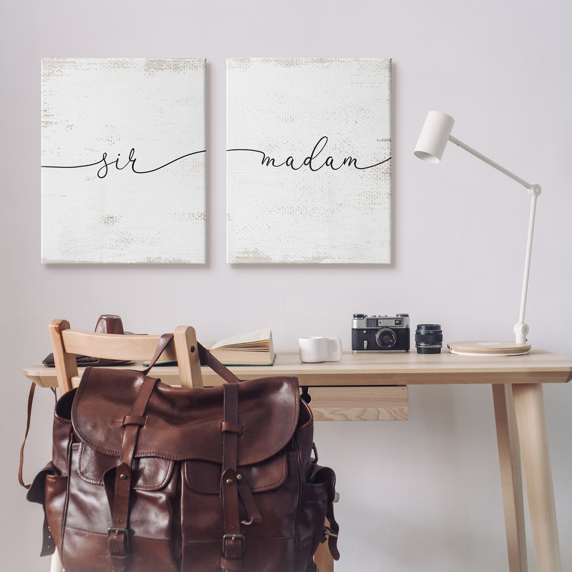 Stupell Industries Charming Madam & Sir Calligraphy Simple Rustic Motif Canvas Wall Art, 24 x 30, Design by Lil' Rue