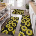 thumbnail image 2 of Black Sunflower Pattern Kitchen Rugs Sets Of 3,Kitchen Runner Rugs Non Skid Washable,Decorative Kitchen Floor Mats for Kitchen,Sink,Laundry,17"x30"+ 17"x47" + 17"x59", 2 of 6
