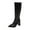 Black, variant on Xfvqtps Knee High Boots for Women Side Zipper Pointy Toe Chunky Mid Heel Fashion Casual Vintage Leather Heel Boots Black