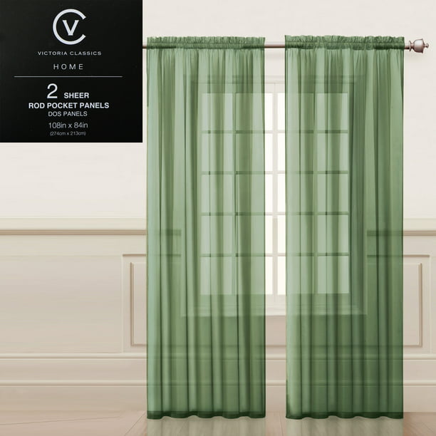 Sage Green Sheer Rod Pocket Window, Sage Green Curtains Sheer