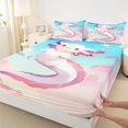 thumbnail image 3 of Manfei Kawaii Animal Teens Bed Sheets, Cartoon Axolotl Print King Sheets, Blue Pink Sheet Set, Ultra Soft Home Decor, 4pcs, 3 of 7