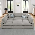 thumbnail image 5 of Modular Sectional Sofa Couch, Light Grey Gray, Fabric, Living Kitchen Cafe Bistro Hospitality Restaurant, Modern Contemporary HB34788, 5 of 5