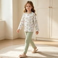 thumbnail image 6 of Amidoa Girls 2 Piece Outfits Fall Winter Clothes Print Soft Long Sleeves Top and Pants Kids Clothing Sets Mint Green Size 6-7 Years, 6 of 7