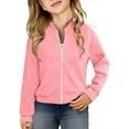 thumbnail image 3 of Mgmyaa Girls Bomber Jacket No-Hood Zip Up Jacket Long Sleeve Pockets Warm Coat for 5-14 Years, 3 of 6