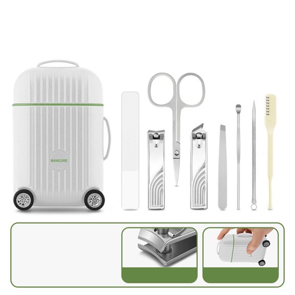 Mini Suitcase Manicure Set 8Pcs A - Nail Clippers Set Personal Clippers Stainless Clippers Fingernail Clippers Set Toenail Cutter Set Men’S Nail Clippers Women’S Nail Clippers Nail Clippers Kit
