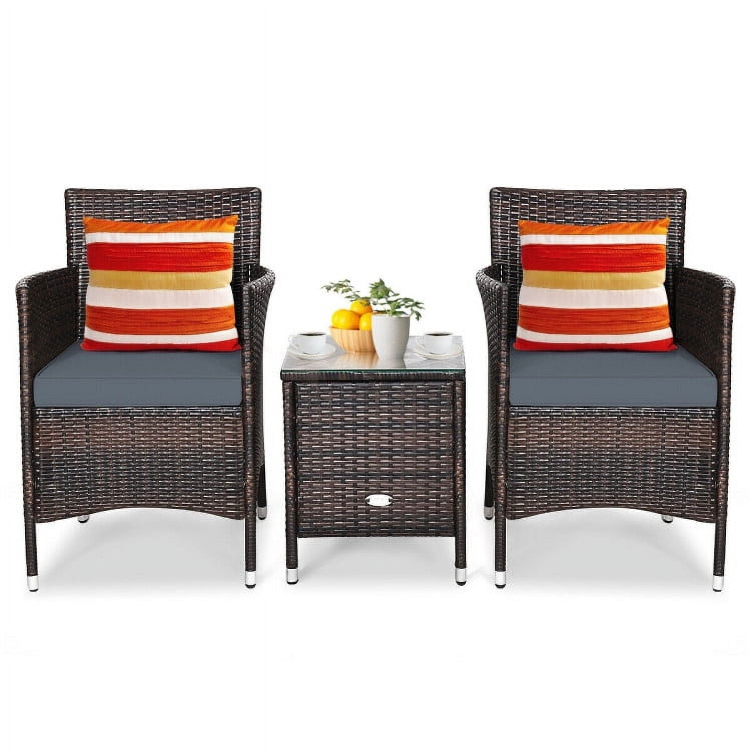 Aimee Lii 3 Piece Wicker Patio Furniture Set, Wicker Outdoor Sectional with Washable and Removable Cushion for Patio, Gray