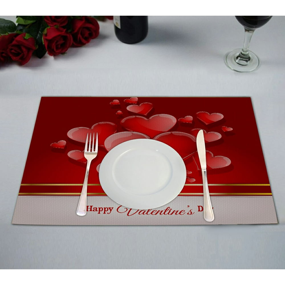 ABPHQTO Happy Valentine'S Day Card With Heart Placemat 12x18 Inch,Set