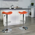 thumbnail image 4 of Contemporary Orange Vinyl Adjustable Height Barstool with Wavy Seat and Chrome Base, 4 of 6