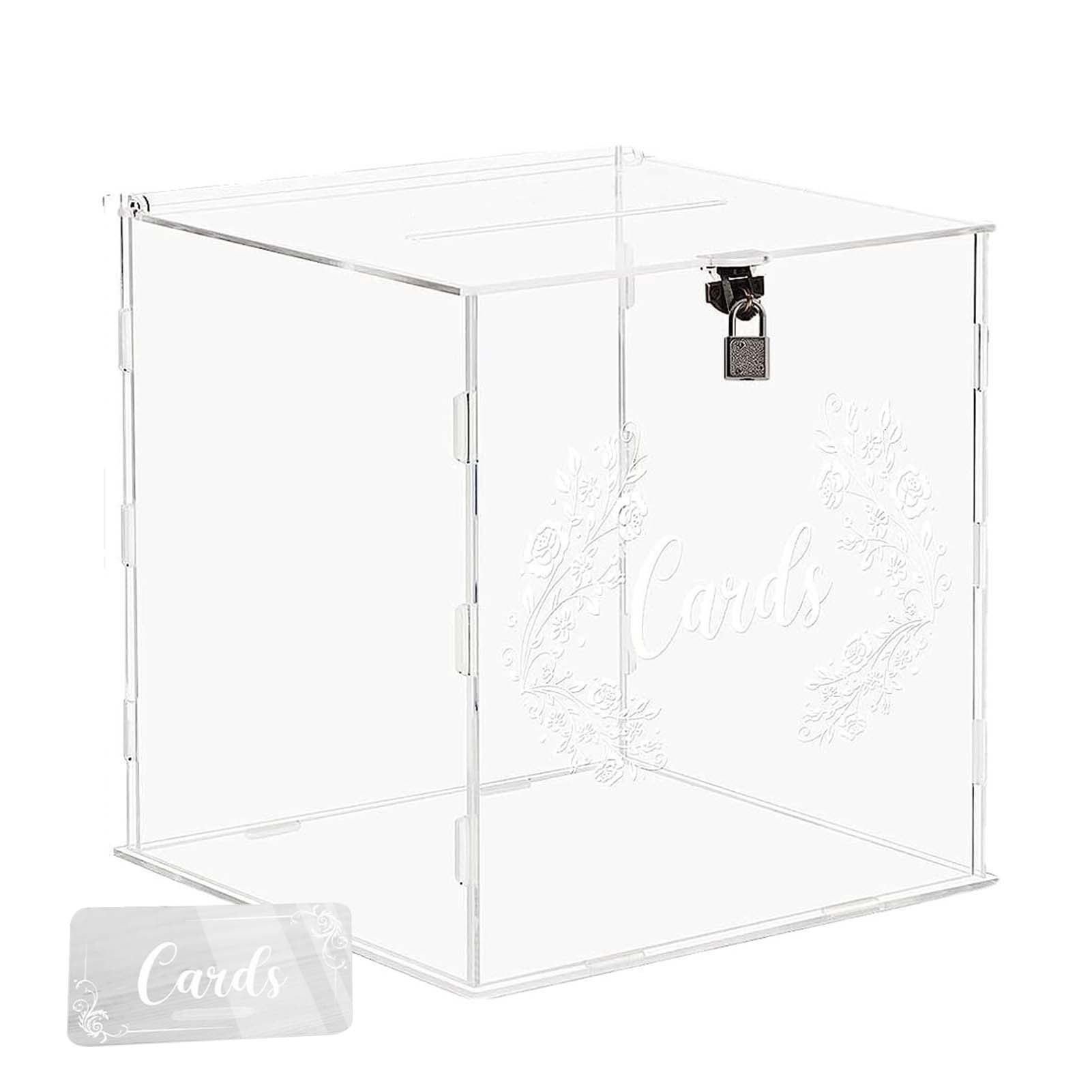 Clear Acrylic Wedding Card Box with Lock Detachable Design Gift Holder Reception
