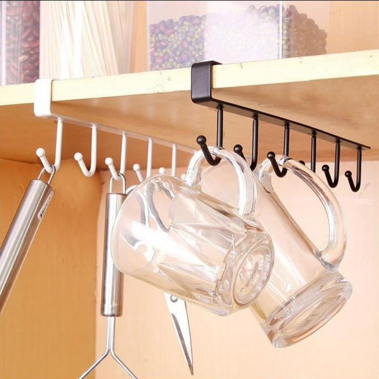 Double-Row Hook Hanging Cup Holder Kitchen Hook Rack Punch-free