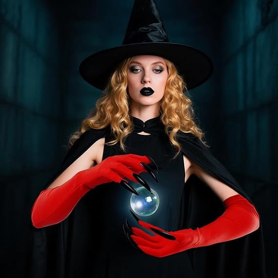 Halloween Claw Gloves with Long Fake Nails for Costume Parties and Stage Performances