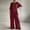 Wine plus size 2 piece outfits a1, variant on Cagogo Women Plus Size 2 Piece Outfits Round Neck Short Sleeve Tee Wide Leg Pants Set Casual Summer Lounge Suits Loose Matching Sets for Travel Cruise, Black M