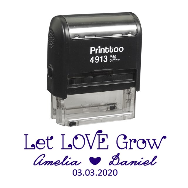 Printtoo Personalized Violet Self Inking Let Love Grow Stamp Custom Wedding Favor Rubber Stamper-58 x 22 mm