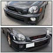 Spec-D Tuning LED Dual Halo Projector Headlights Black Compatible with 2002-2003 Subaru Impreza, Left + Right Pair Headlamps Assembly