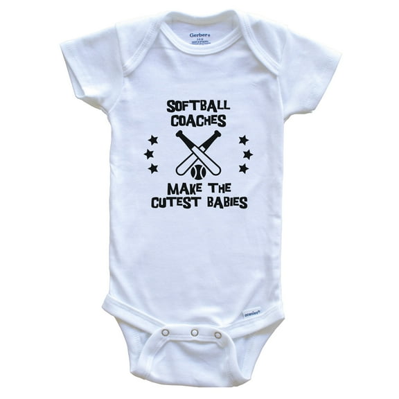 Softball Coaches Make the Cutest Babies Funny Softball Baby Bodysuit, 0-3 months white