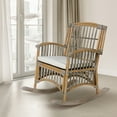 thumbnail image 6 of Swayze Bohemian Farmhouse Woven Rattan/Wood Rocking Chair, White Cushion with Gray/White Wash Frame, 6 of 8