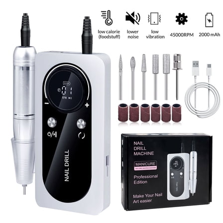 Electric Nail Drill Professional, 45000RPM Cordless Electric Nail File