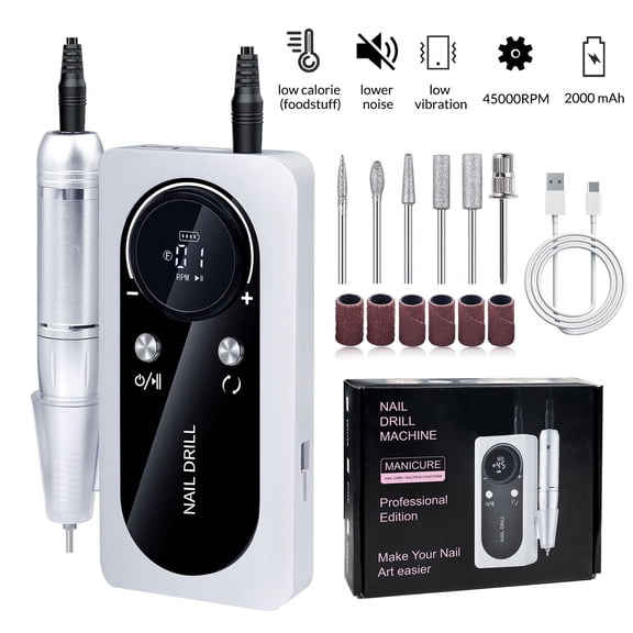 Electric Nail Drill Professional, 45000RPM Cordless Electric Nail File