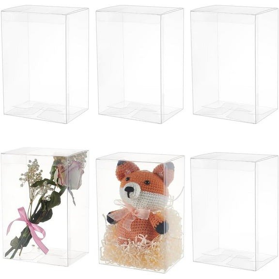 8 Pack Clear PVC Plastic Box Transparent Gift Boxes 7x4.8x3.6 Inch Party Favor Boxes with Protective Film for DIY Wedding Gift Wrapping Birthday Candy Jewelry