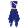 thumbnail image 3 of YONGHS Womens Worship Praise Dance Dress Color Block Sleeveless Lyrical Liturgical Dancewear Royal Blue L, 3 of 7