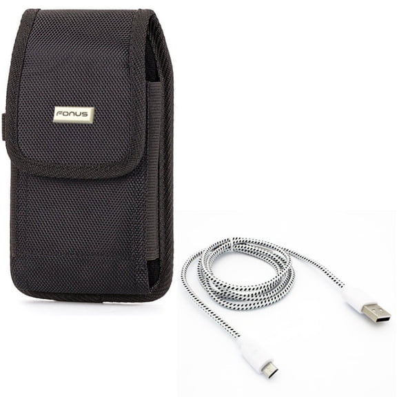 Holster Swivel Case Belt Clip w Charger MicroUSB 10ft USB Cable A6O for BLU Vivo X5, Studio X8 HD, R1 Plus, Life One X3 X2, Tank Extreme Pro (T0010UU) - CAT S41 - Coolpad Canvas - Cricket Icon