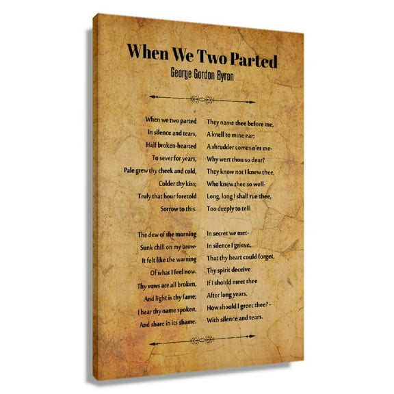 When We Two Parted Poem Wall Art George Gordon Byron Quotes Wall Art Poetry Posters for Home Bedroom Decor Prints Artwork for Office Framed 20x30 in