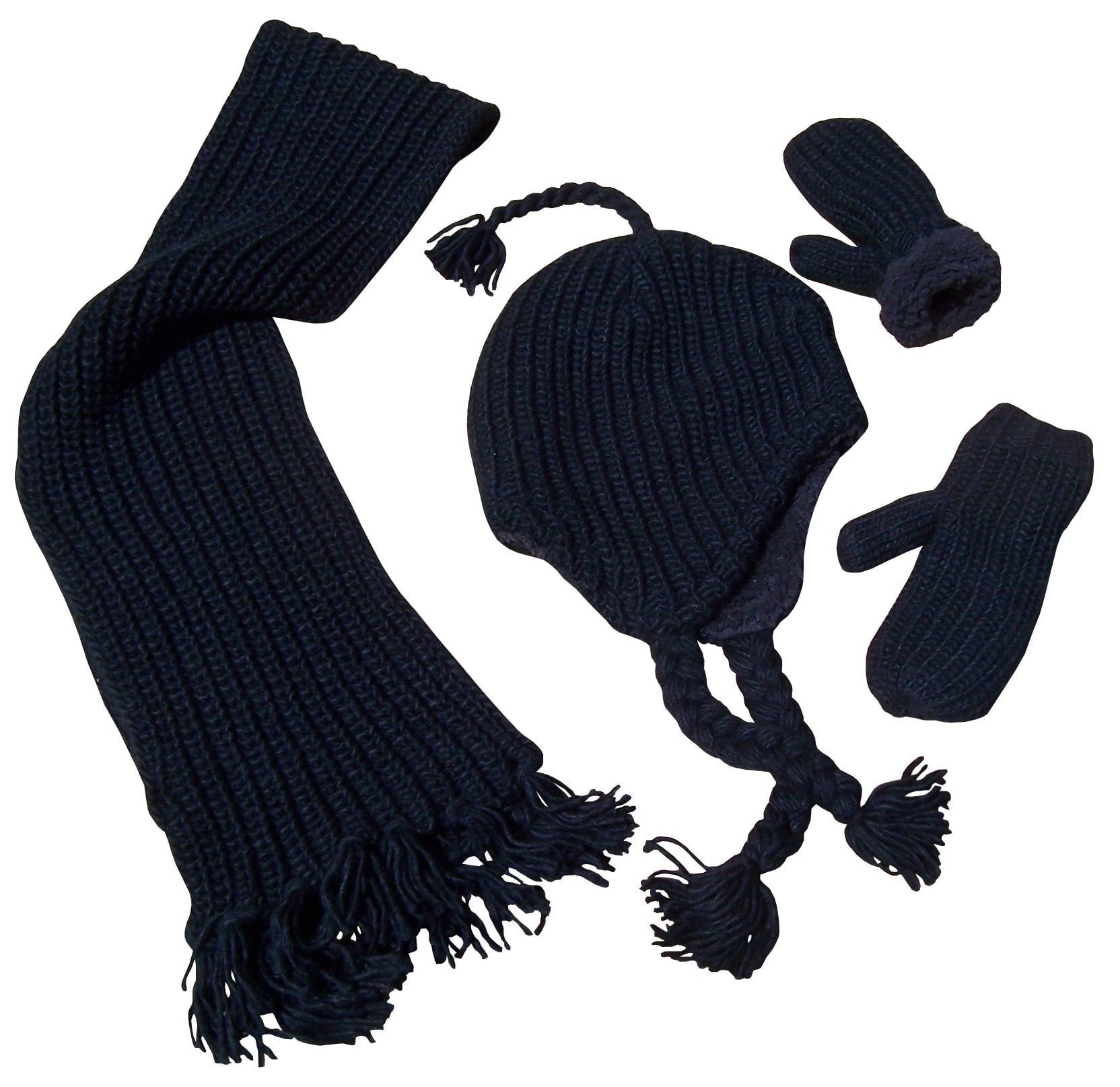 NICE CAPS Boys Toddler Baby Knit 3PC Hat Mittens Scarf Winter Snow Accessory Set 