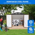thumbnail image 3 of Dextrus 7x5ft Weatherproof Metal Storage Shed, Lockable Ventilated Outdoor Tool Shed for Backyard Patio Lawn, Brown, 3 of 10