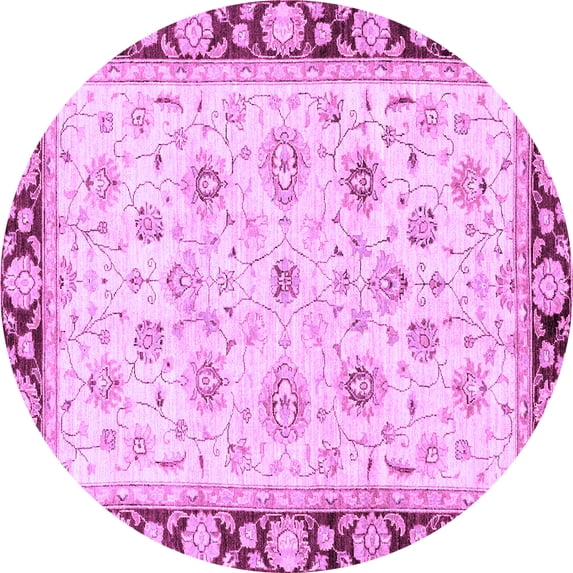 Ahgly Company Indoor Round Oriental Purple Traditional Area Rugs, 6' Round