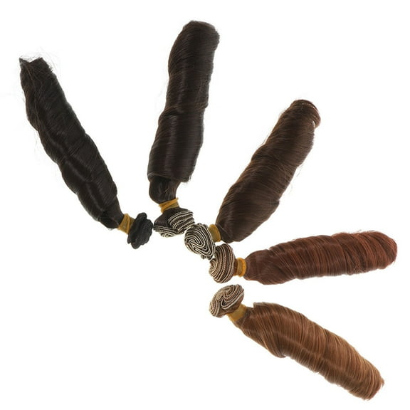 HEMOTON Curly Doll Hair Extensions for Doll Making with High Temperature Wire Assorted Color Versatile Styling 5PCS