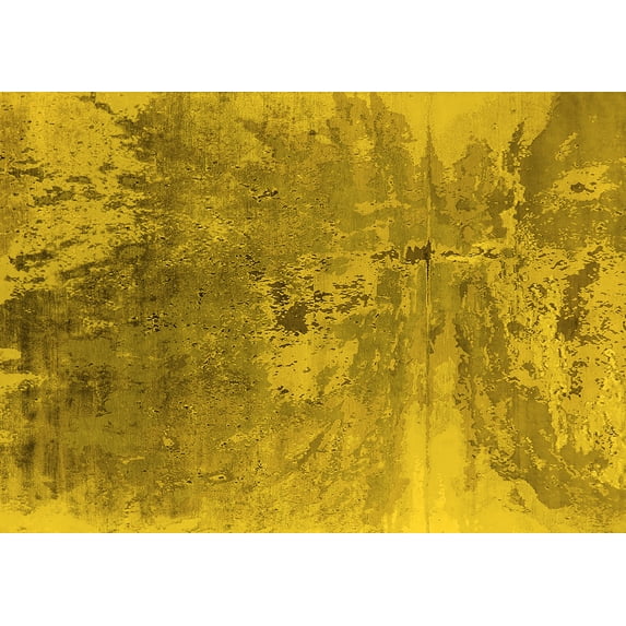 Ahgly Company Machine Washable Indoor Rectangle Oriental Yellow Industrial Area Rugs, 2' x 5'