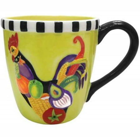 

4 Inch Rooster Salad Decorated Collectible Rooster 14 Oz Mug Holds