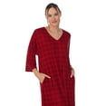 thumbnail image 3 of Aria Women's Sweater Knit 3/4 Sleeve V-Neck Lounger Nightgown with Pockets, Sizes XS to 5X, 3 of 5