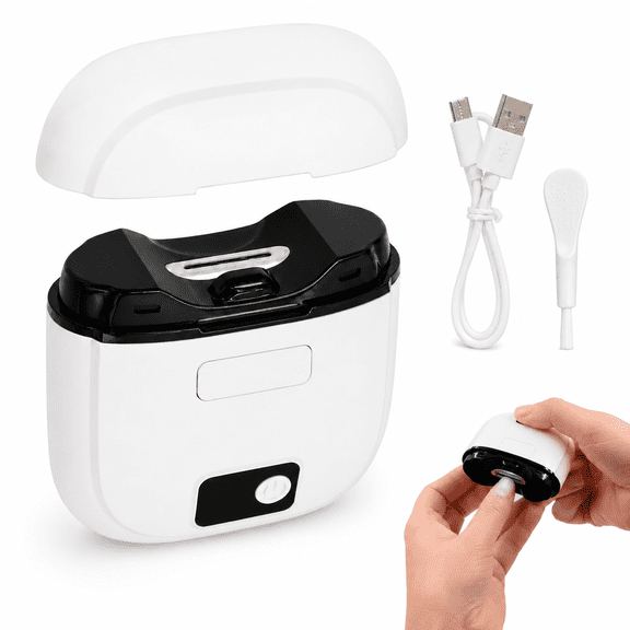 Electric Nail Clipper with Clippings Catcher - 3-Speed Automatic Trimmer, LED Light, Safe for Adults, Seniors & Kids (White)