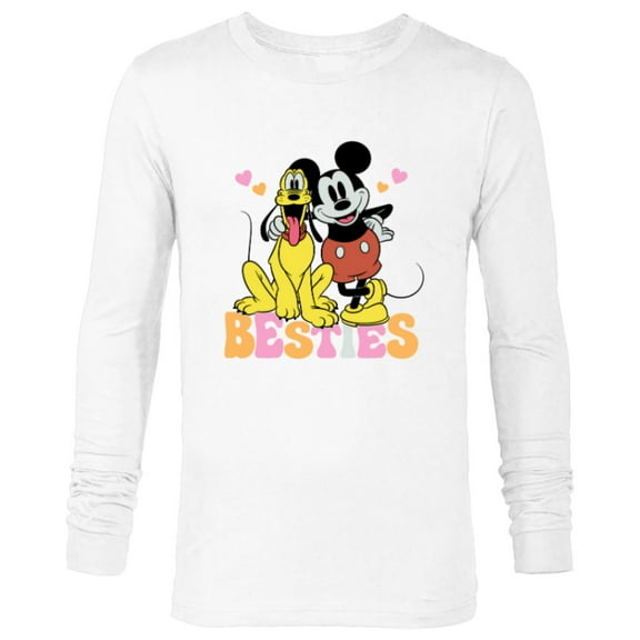 Disney Mickey Mouse Pluto Besties BFF Best Friends Valentine - Long Sleeve T-Shirt for Men - Customized-White
