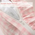 thumbnail image 5 of 2 Pack Blush White Plaid Ruffle Gingham Lumbar Throw Pillow Covers, 100% Washed Cotton Checkered Girls Lovely Farmhouse Decorative Throw Pillow Shams for Bed/Sofa Zipper Closure- 20''x12'', 5 of 7