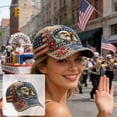 thumbnail image 5 of 250 Anniversary USA Hat, Vintage Washed Patriotic Baseball Cap with Bald Eagle & Statue of Liberty Digital Printed, Red White Blue USA Flag Trucker Hat for Men Women, 5 of 6