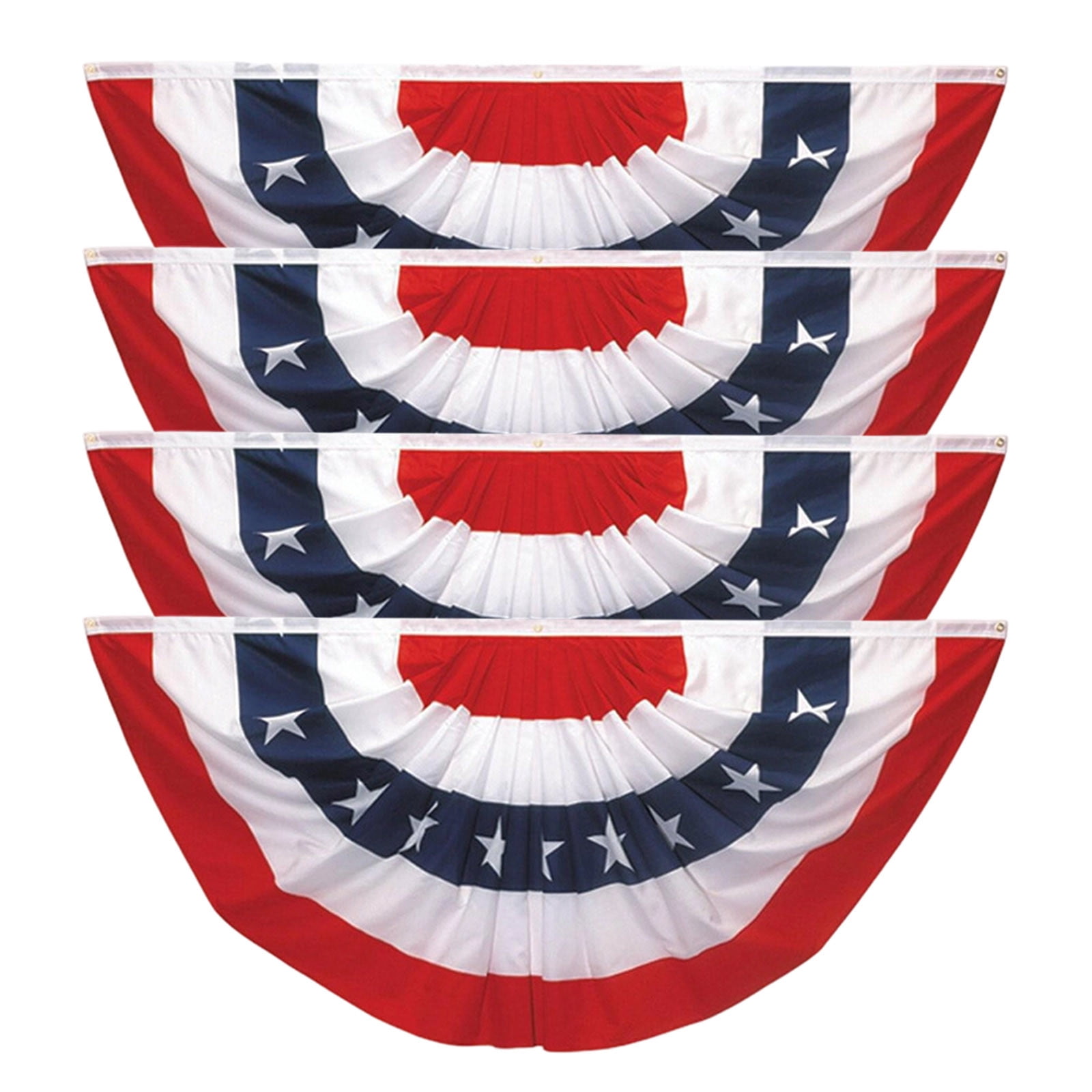 Gallickan 4 Pack Independence Day Fan-Shaped Patriotic Flag 60x120cm USA American Flag for Outdoor Garden Decor