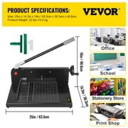 VEVORbrand Paper Cutter 12inch A4 Commercial Heavy Duty Paper Cutter 300 Sheets 45HRC Hardness Stack Cutter Metal Base Desktop Stack Cutter for Home Office