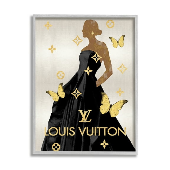 Stupell Industries Glam Woman with Butterflies Animals & Insects Painting Gray Framed Art Print Wall Art, 11 x 14