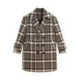 thumbnail image 3 of MKOSPLRT Boys Girls Winter Pea Coat Dress Coats Notched Lapel Collar Double Breasted Plaid Over Coats Long Jackets for Kids 1-12Y, 3 of 5